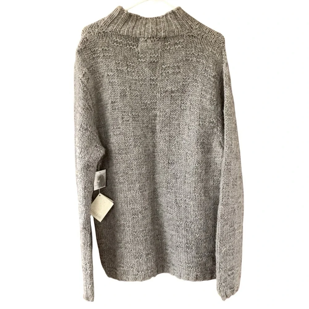 Bowen & Wright Menswear Size‎ Medium 100% Hand Knit Wool Sweater Gray Mock Neck